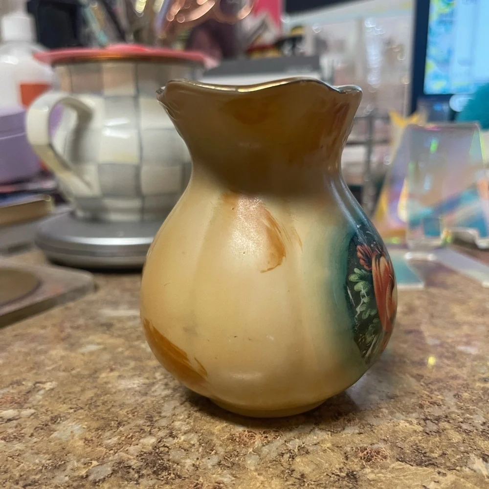 Vintage Porcelain Enesco Floral Pitcher in Fall Harvest